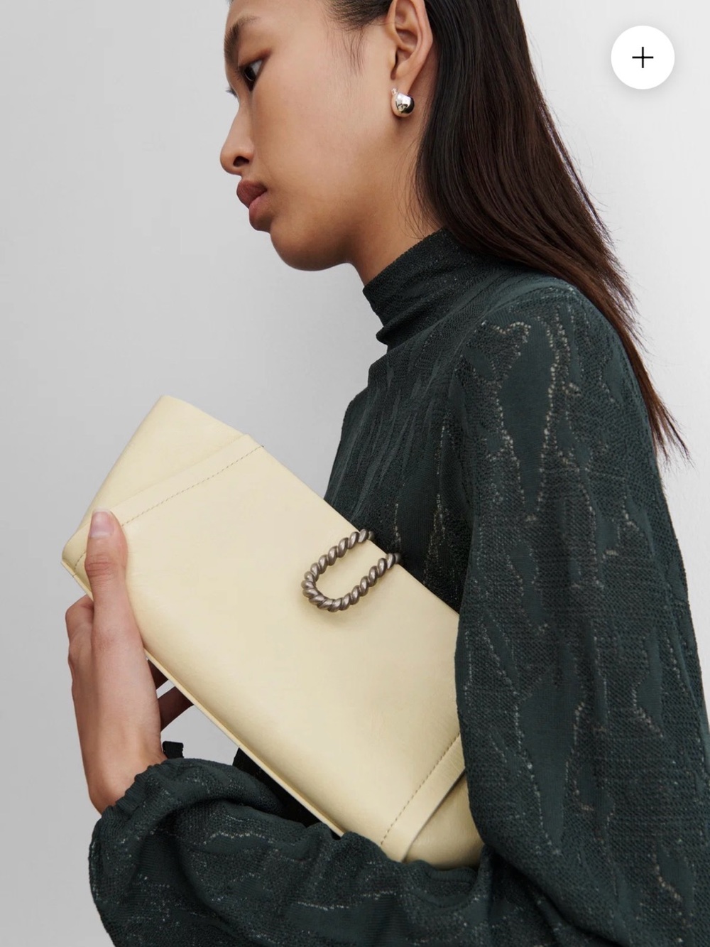 Rachel Comey Leather Clutch Bag with Twisted Silver Accent